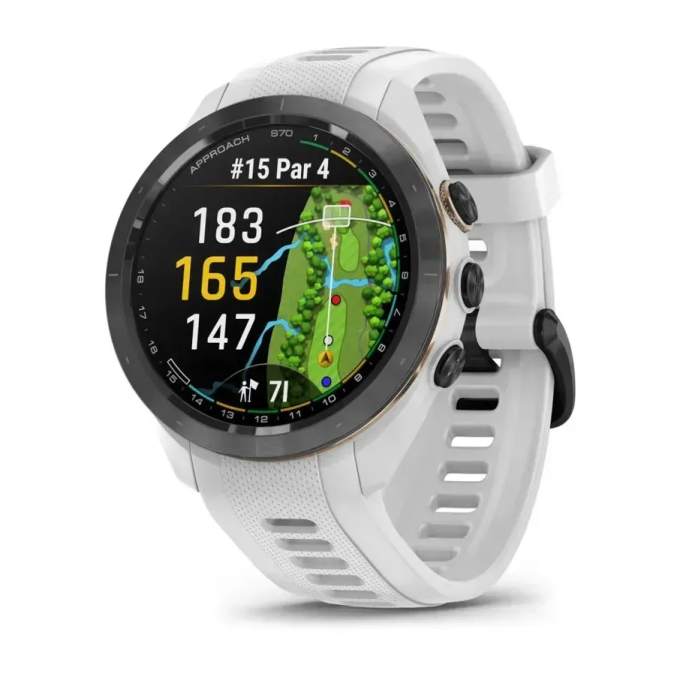 Смарт-часы GARMIN APPROACH S70 (42 мм) с черным керамическим безелем и белым ремешком 010-02746-10